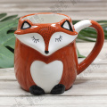 500ML Cute Animal 3D Fox Coffee Cup Large Capacity Hand Painted Cartoon Ceramics Breakfast Milk Mug Free Shipping