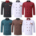 6 Colors Unisex Chef Uniform Restaurant Bakery Kitchen Work Wear Clothing Long Sleeve Breathable Cook Jackets Patchwork Overalls