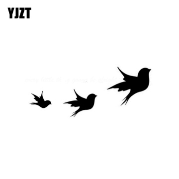 YJZT 19.5CM*7.9CM Interesting Three Birds Vinyl Decor Car Sticker Decal Graphical Black/Silver C11-1039
