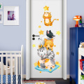 Hand Paint Style Cartoon Door stickers Animal Wall Stickers for Kids RoomArt Design Decorative Stickers Wall Decals Home Decor