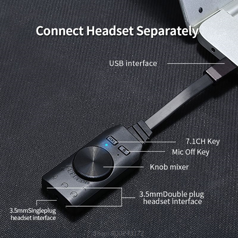 GS3 Virtual 7.1 Channel Sound Card Converter Adapter External USB Audio 3.5mm Headset Stereo for PC Desktop S10 20 Dropship