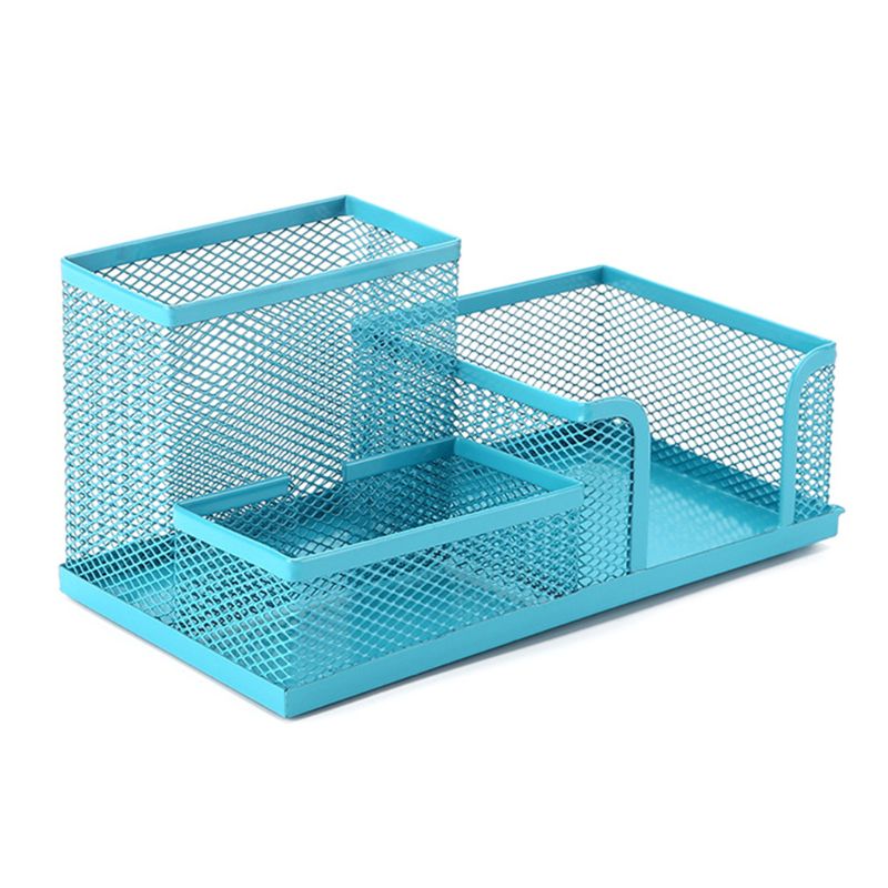 Metal Mesh Desk Organizer Pen Pencil Storage Holder with 3 Compartments for Home Office Students Supplies Accessories #524
