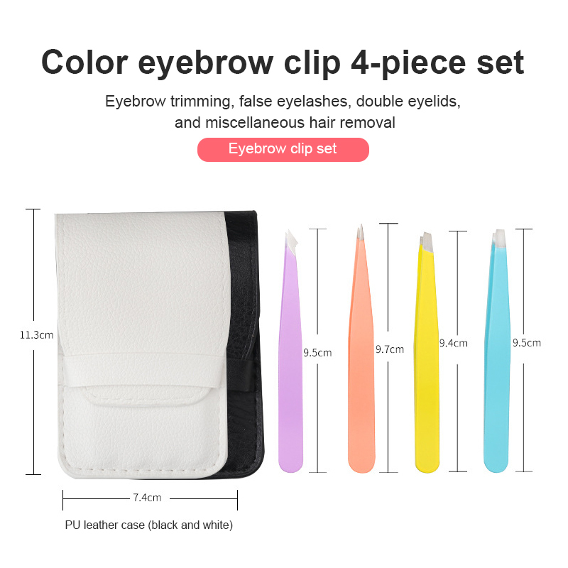 4Pcs/Set Eye Lashes Tweezers Point Tip/Slant Tip/Flat Tip Stainless Steel Eyebrow Tong Eyelashes Tweezers Professional Accessory