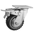 5-inch Heavy Duty Caster With Brake Gray Beacon Fire Universal Wheel Anti Winding Wear-resistant Flat Industrial