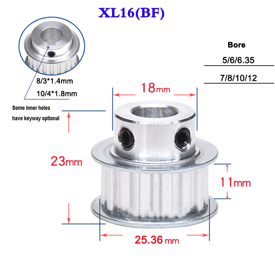 1Pcs XL15 XL16 Timing Belt Pulley Keyway Synchronous Wheel Width 11mm Bore 4-12mm