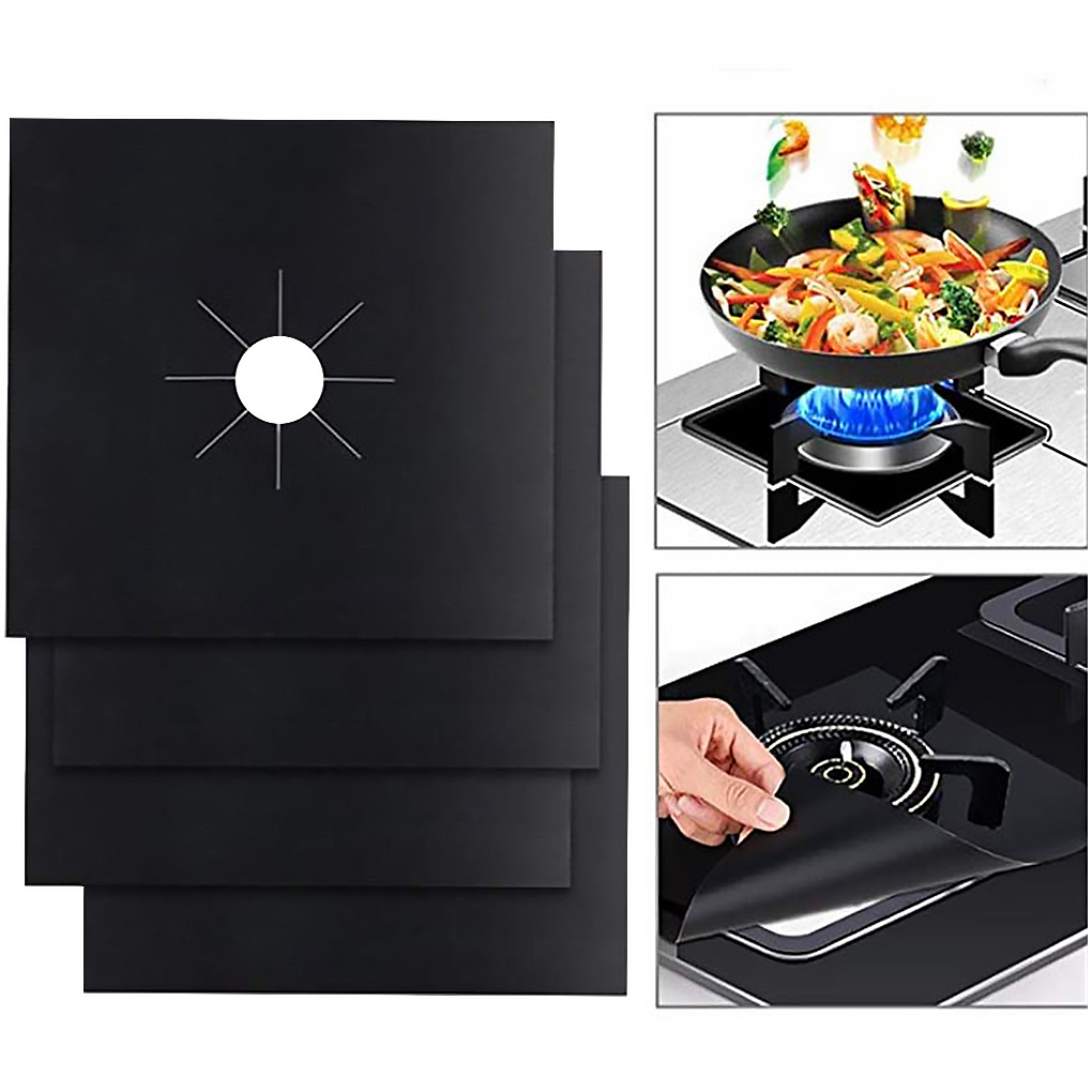 4pcs Kitchen Stove Protection Mats New Kitchen Easy Non-stick PTFE Liner Cleaning Pad Hob Liner Stove Top Cookware Parts