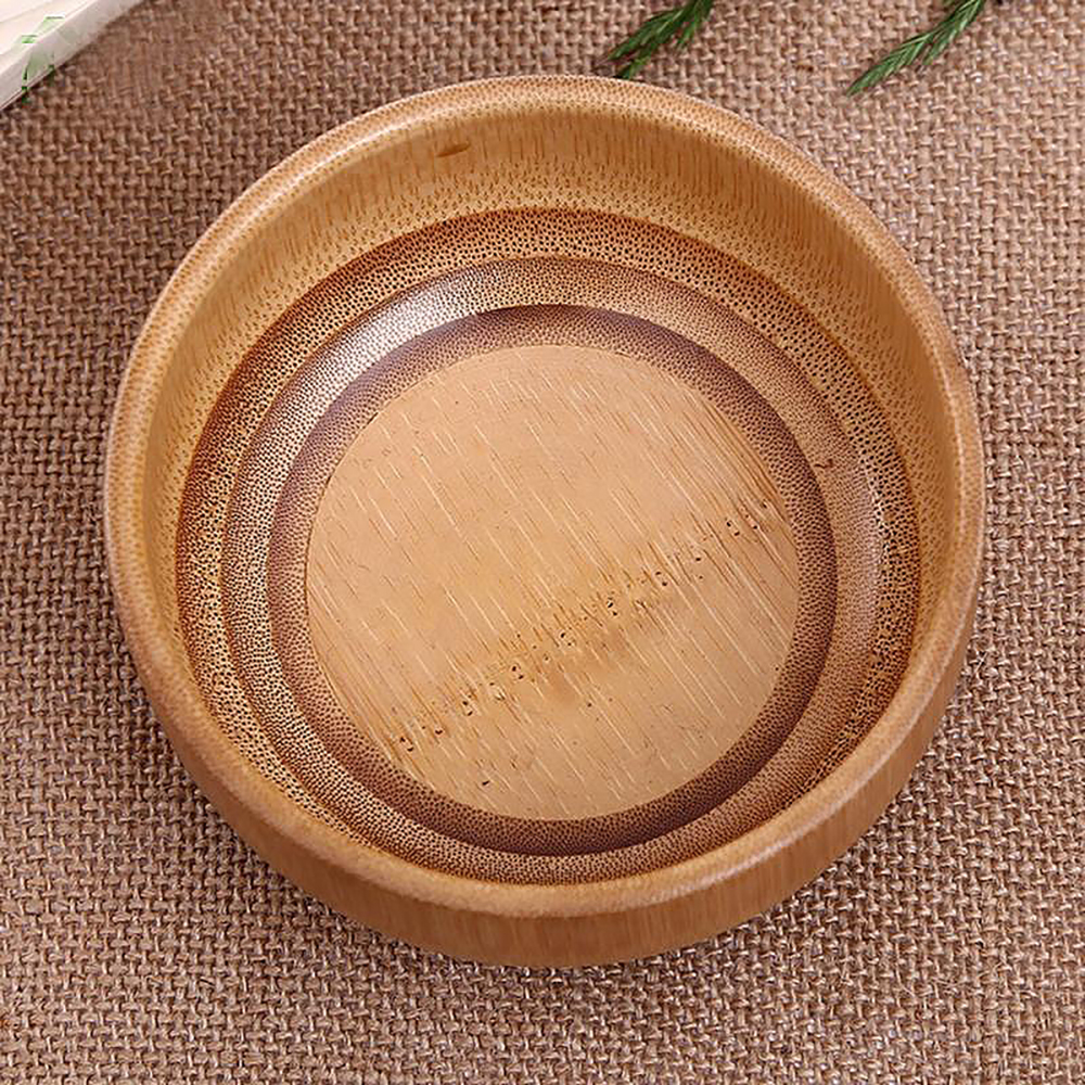 1pc Creative Kitchen Chinese Bamboo Bowl Round Ecologic Spice Natural Handcrafted Wooden Dip Bowl Kitchen Gadget Set Tool