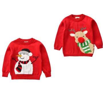 1-6Years Christmas Baby Girls Boys Sweaters Snowman Print Long Sleeve Pullover Knit Warm Tops