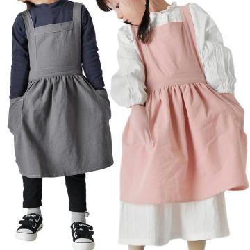 Kids Apron Pure Cotton Apron Pure Color High Quality Kitchen Baking Gadget Cafes Casual Bar Cooking Cute Kids Cleaning Aprons