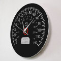Speedometer Kilometers and Miles Printed Wall Clock Racing Mechanics Wall Art Black Car Dashboard Gauge Wall Watch Garage Decor