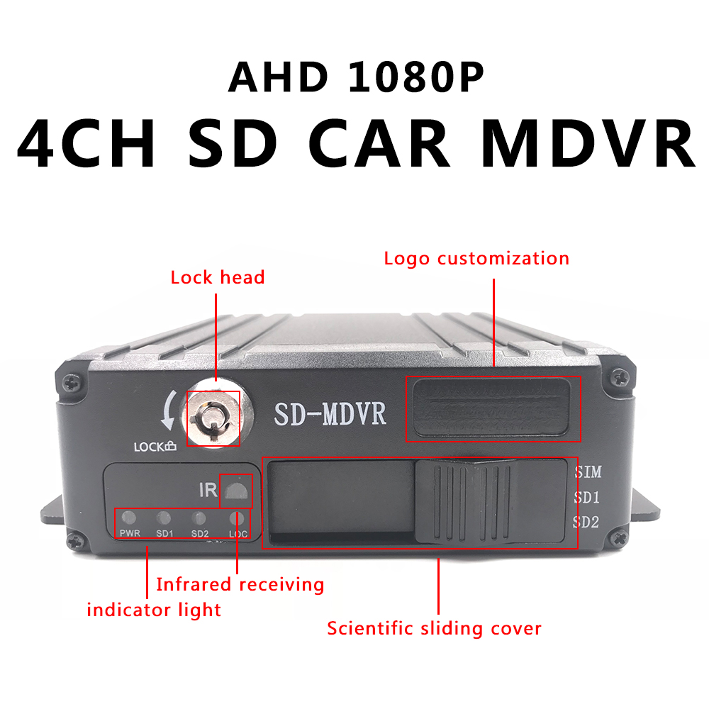 Support multi language vehicle video recorder 1080p 4-channel SD card mobile DVR built-in super capacitor HD monitoring host