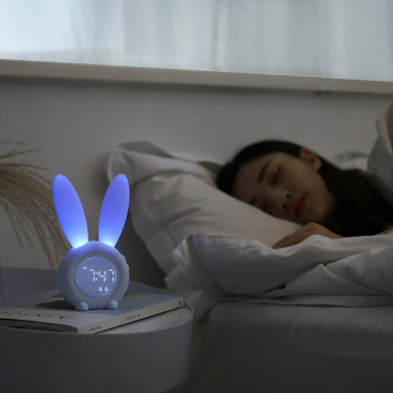 Fast shipping Despertador infantil Creative Kawaii Rabbit Table clock Alarm Clock LED Digital Snooze Cartoon Electronic Clock