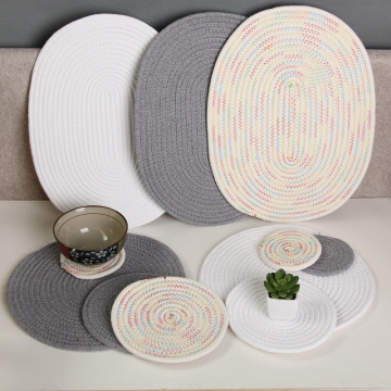 Handmade Cotton Round Insulation pads Non-slip Placemat coaster for table dinneTable Mats cotton linen Pads Home Decor 0032