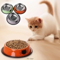 Thick Non-slip Cat Dog Food Bowl Foods Utensils Single Stainless Steel Pet Bowls for cats and puppies