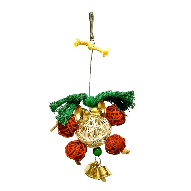 Pet Parrot Toys Rattan Birds Swing Ball Toy with Bells String Christmas Hanging Climbing Decorations for Cage papegaaien