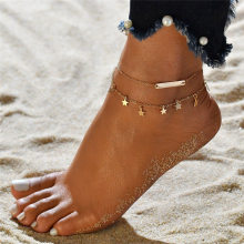 S012 Gold/Silver Color Bohemia Anklets For Women Multilayer Star Pendant Foot Chain Ankle Bracelet Boho Anklet Accesorios Mujer