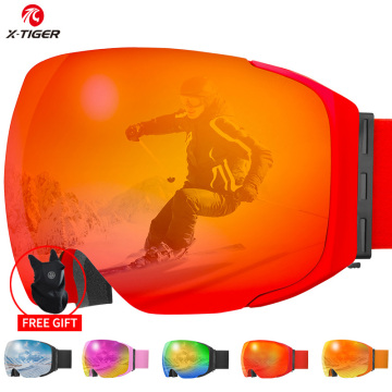 X-TIGER Skiing Glasses UV400 Protection Magnetic Ski Goggles Men Women Snowboard Goggles With Ski Mask Anti-fog Big Ski Eyewear