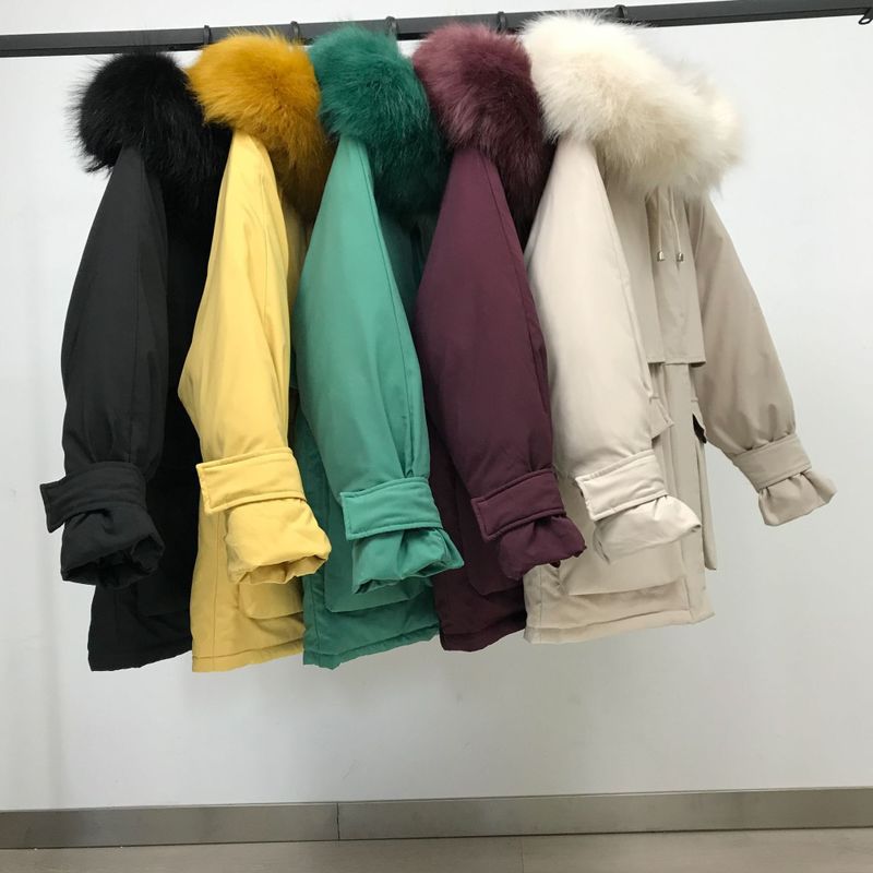 Long sleeve Coat Winter Jackets long heavy hair brought down jacket winter with thick coats hooded winter jacket 8601