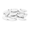 Sauvoo 100pcs/lot Stainless Steel S Steel Engraved Charm 4x10mm Silver Tone Teardrop Tags Connector for DIY Necklace Findings