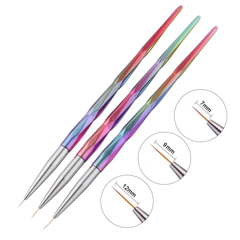 3/1pcs Nail Brushes Painting Liner Gel Polish Nail Extension Manicure Rhinestone Acrylic Wood Handle Stripe Lines Nails Art Pen