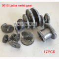 17 pcs / set 0618 mini lathe gear, metal gear cutting machine, lathe tools ,carbon steel spur gear external hard tooth surface