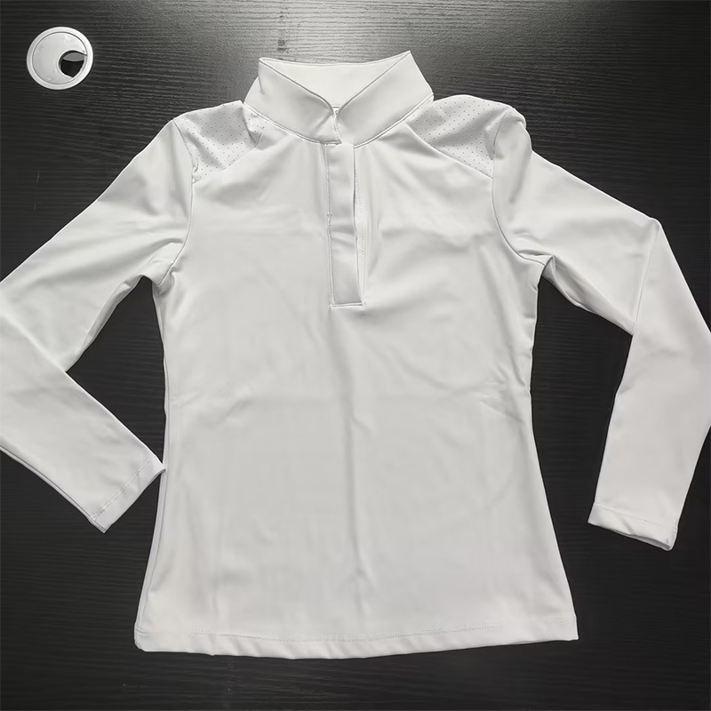 Girl White Equestrian Performance Shirts