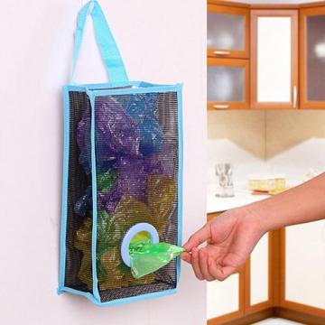 Kitchen Translucent Mesh Hanging Garbage Shopping Bag Storage Organiser Bag