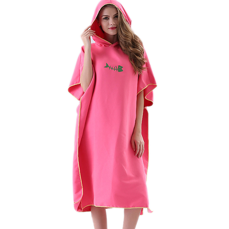 New Quick Drying Changing Robe Bath Towel Outdoor Adult Hooded Beach Towel Poncho Women Men Bathrobe Towels Swimsuit Cloak