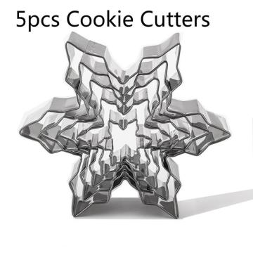 DIY Cookie Tools Cookie Cutters 5pcs /Set Snowflake Shaped Cookie Cake Mold Biscuit Cookie Molds Stainless Steel Cookies Cutters