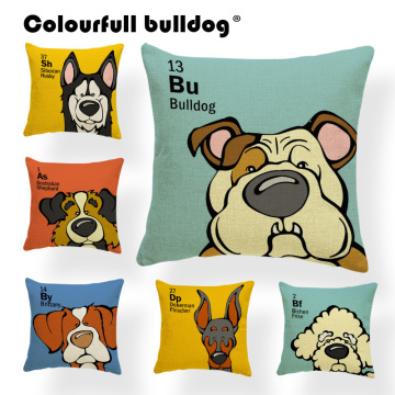 Cartoon Dog Cushion Bulldog Poodle Collie Beagle Dachshund Pillow Cases Home Outdoor Decor Home Throw Pillows 43X43 Burlap Soft