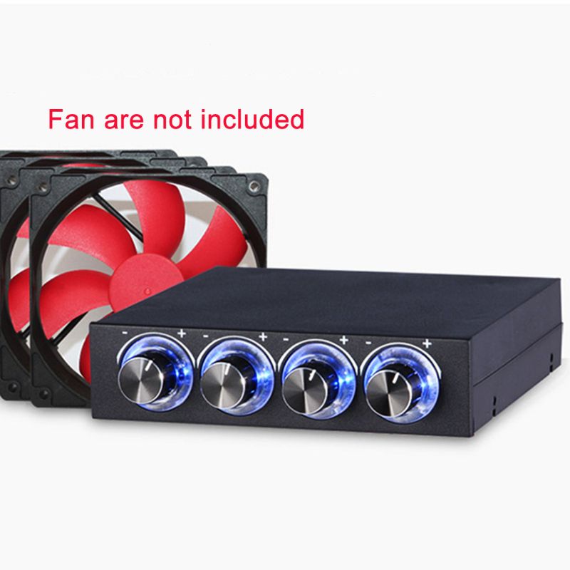 3.5inch PC HDD 4 Channel Speed Fan Controller with Blue/Red LED Controller Front Panel For Computer Fans X6HA