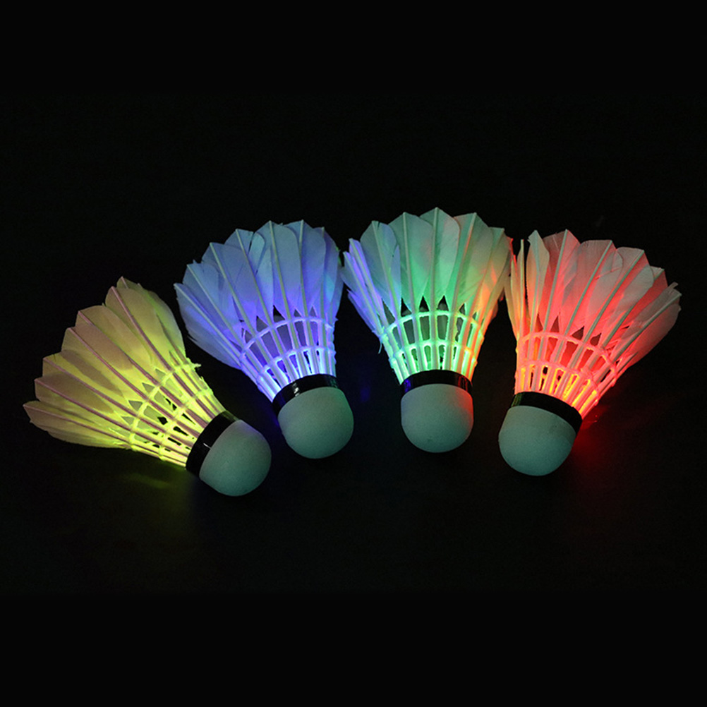New 4Pcs LED Colorful Badminton Shuttlecock Ball Feather Dark Night Glowing Feather Lighting Balls Outdoor Sport Accessories #20