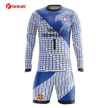 Quick dry Breathable 100% polyester fully printing black and white soccer wear football set jerseys uniform for man