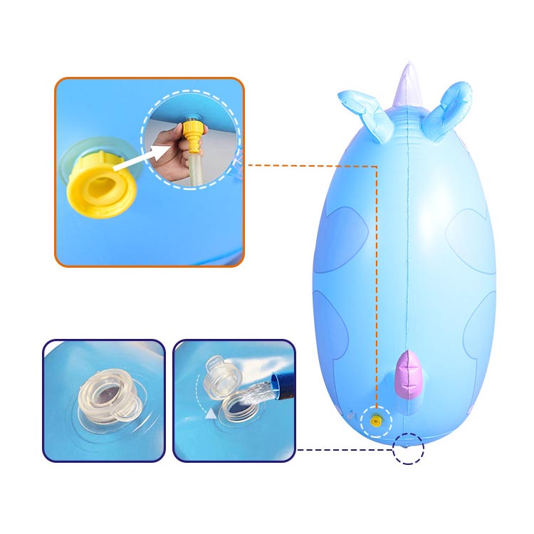 inflatable animal splash Toy Backyard colchon inflable Rhino kid Sprinkler Outdoor Toy For Children