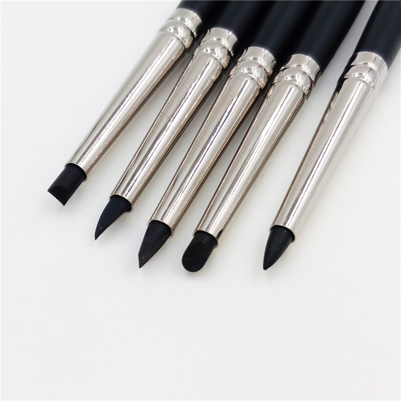 5pcs Small Pottery Clay Sculpture Carving Tools Silica Gel Pen Painting Nail Brush Set Different Shapes Art Craft Supplies