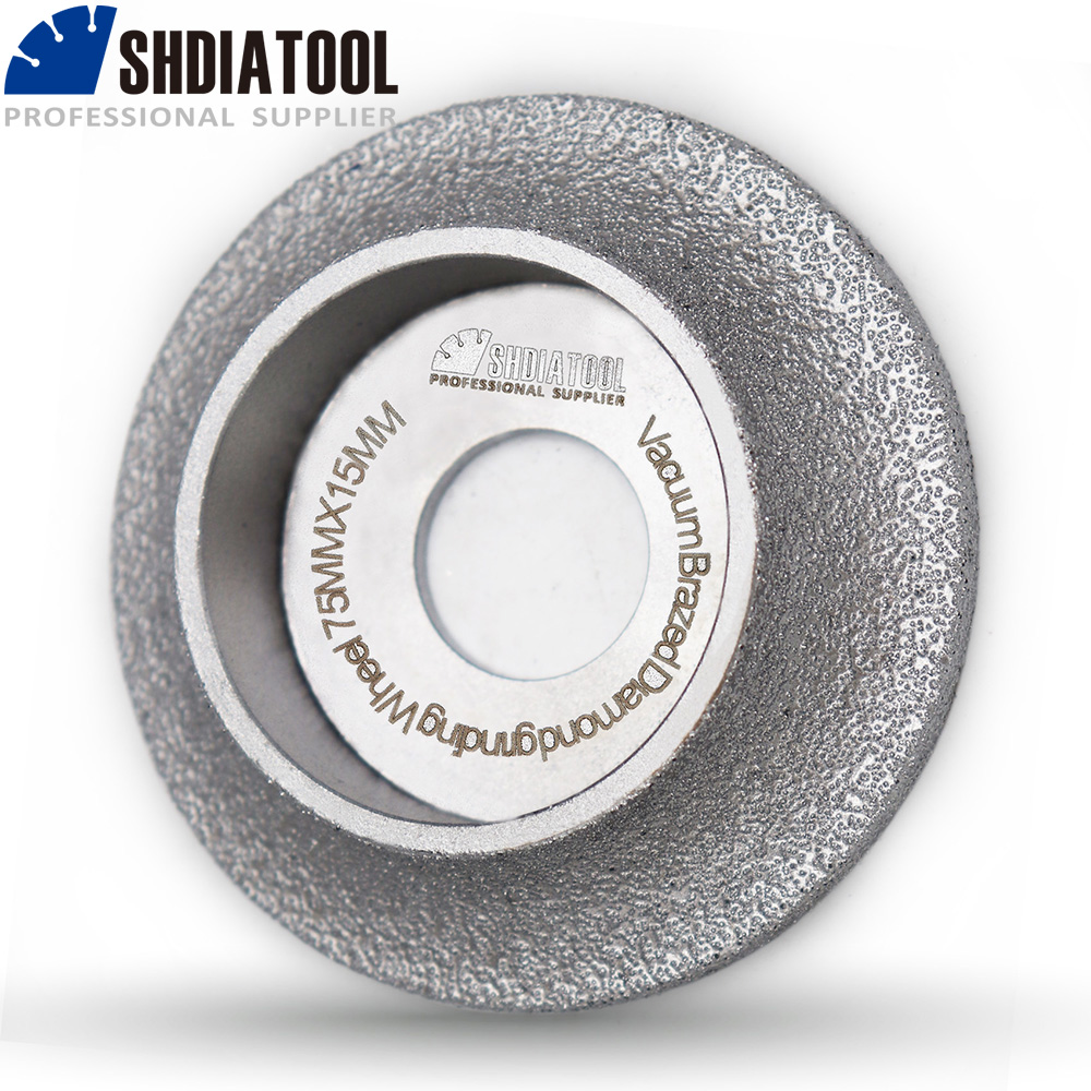 SHDIATOOL Vacuum Brazed Diamond Grinding Wheel Demi-bullnose Edge Profile Diameter 3 Inches/75mm Grinding Disc Diamond Wheel