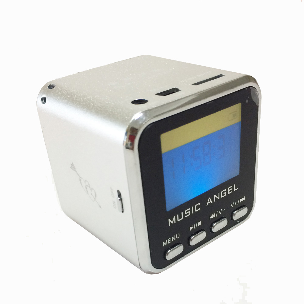 Music Angel JH-MD08D LCD Display Digital Speakers support MicroSD /TF Card /Line-in MP3 Player Mini FM Radio Clock Alarm