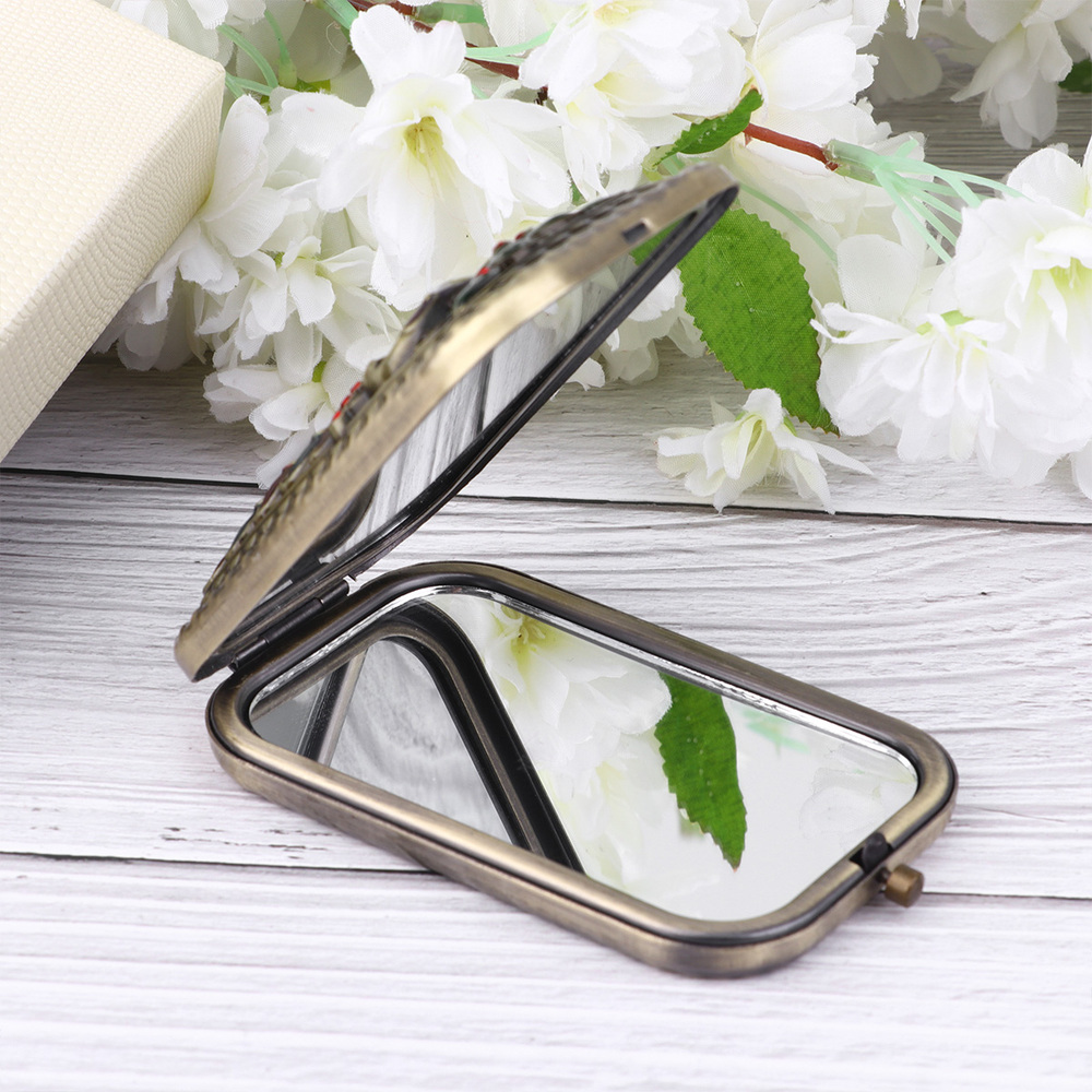Vintage Makeup Mirrors Double Side Pocket Mirror Portable Compact Size Foldable Mirrors for Ourdoor Travel Shopping