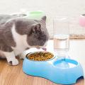 Pet Bowl Automatic Feeder Dog Cat Food Bowl with Water Dispenser Drinking Raised Stand Dish Bowls Double Bowl Stainless Steel