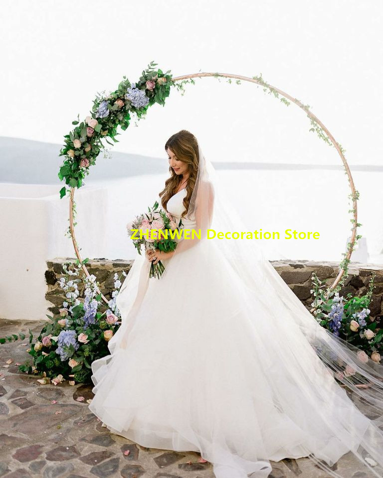 Metal Wedding Arch Round Frame Iron Circle Background Backdrop Support Balloons Stand Gate Outdoor DIY Decoration