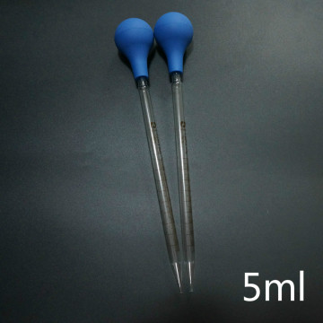 1pcs 2pcs 5ml Lab Glass Graduated Pipette Dropper Transfer Pipette with Blue Rubber Bulb