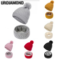 URDIAMOND 2020 Winter Hat Scarf Women Hat Set Ladies Solid Color Knit Beanie Hats Thick Soft Scarves Warm Pompom Beanies Cap