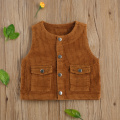 0-4Y Lovely Kids Girls Boys Vest Coat Tops Solid Sleeveless Single Breasted Pocket Waistcoats 2 Colors