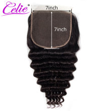 Celie Hair 7x7 Lace Closure Loose Deep Wave Remy Brazillian Human Hair Closure 10-20 Inch Pre Plucked Swiss Lace Closure