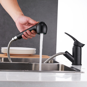 Kitchen Faucets Grifos De Cocina Swivel Pull Out Kitchen Sink Faucet Water-Saving black Basin Crane Mixer Brass Tap WF-7005