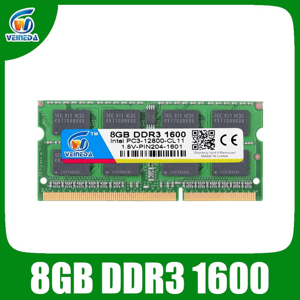 VEINEDA DDR3 8GB Ram Sodimm ddr 3 4gb 1600 1333 For Intel AMD laptop Ram Memory