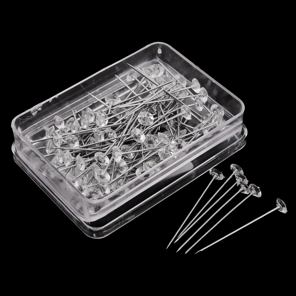 85pcs Clear Pearl Diamond Head Dressmaking Pin Decorating Sewing Scarf Pins for DIY Clothes Wedding Dresss Garment Clips Tools