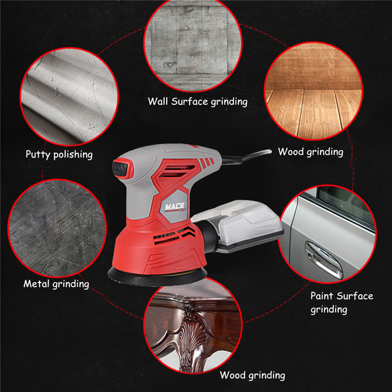 220V 240W Electric Car Random Orbital Sander Machine Multi-Function Woodworking Corners Polisher Variable Speed Corded Sanders