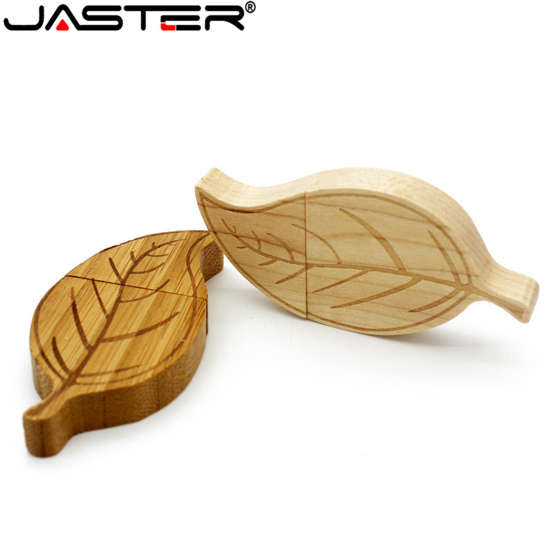 JASTER Free custom logo personality wooden USB flash drive creative gift Leaves u disk bamboo pendrive 4GB 16GB 32GB 64GB hot