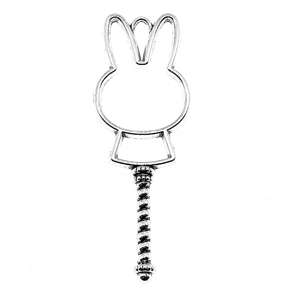 WYSIWYG 10pcs Charms Bunny Metal Frame Pendant Antique Silver Color Antique Bronze Color 64x23mm Metal Alloy Jewelry Accessories